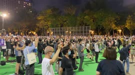 Citizens chanting slogans at June 4 Tiananmen Massacre Candlelit Vigil on 4 June 2020