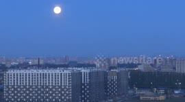 'Strawberry' full moon shines above St Petersburg in Russia