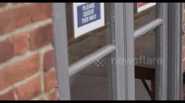 COVID-19 Signage about social distancing on restaurant window during Corona pandemic, Life after lockdown new normal