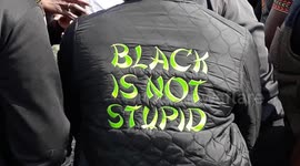 Homage to George Floyd and unauthorised Anti negrophobia demo at the USA ambassy of Paris.6june2020 15h. Organised by LDNA(Ligue de Defense Noire Africaine)