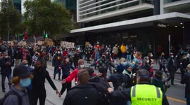Protestors march at BLM protest, Melbourne