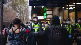 BLM protestors hold their hands up to police, Melbourne