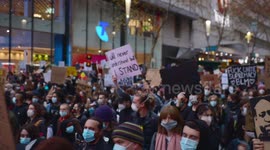 BLM protestors chant and march, Melbourne
