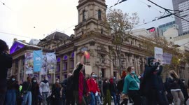 BLM protestors pass Town Hall, Melbourne
