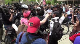 Man attends Toronto anti-racism protest wearing blackface