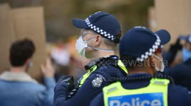 Police in masks at BLM protest, Melbourne