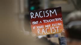 Anti-racism sign at BLM protest, Melbourne