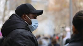 Black man in mask during BLM protest, Melbourne