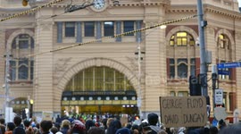 BLM protests outside Flinders Street station, Melbourne
