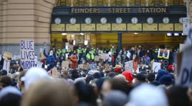 BLM protest outside Flinders St station, Melbourne