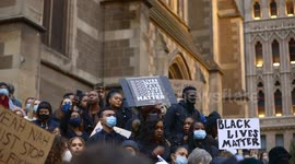 Young black protestors on St Paul's steps, BLM Melbourne