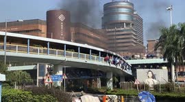 The Hong Kong Polytechnic University on fire during the university siege on 18 November 2019