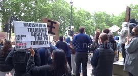Black Lives Matter chant at the rally against racism in Parliament Square in London