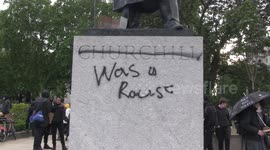 Winston Churchill statue among vandalism targets at Black Lives Matter protest in London