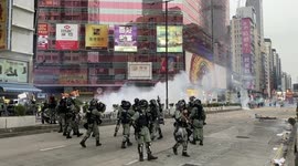 Police retreated after firing tear gas to disperse protestors on 20 October 2019