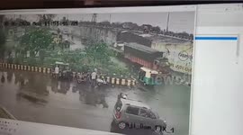 CCTV footages of ridge wall collapse killing two people in western India