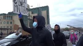 Black Lives Matter protestors moving to central London across Vauxhall Bridge