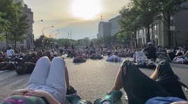 Protesters in Washington D.C. lie down for eight minutes and 46 seconds in honour of George Floyd