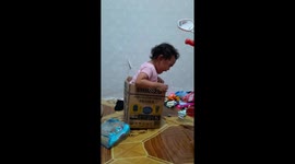 can't get out of the cardboard box, toddlers cry