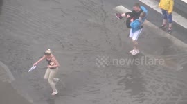 Heavy rain and thunderstorm after 30 degree heating occurred in St Petersburg, Russia