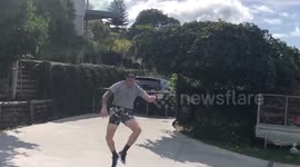 New Zealand man jumps for joy after learning country has virtually defeated COVID-19