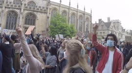 Demonstrators demand removal of Oxford University statue of Cecil Rhodes at peaceful protest