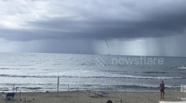 Two tornadoes in the sea in Andora, Liguria (Italy).