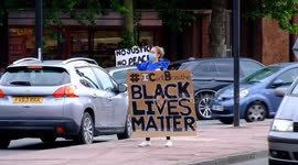 Woman holds solo protest against racial injustice in London