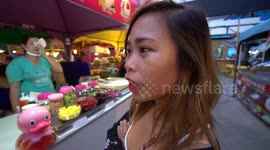 How to make THAI ICE CREAM ROLLS - Thai Street Food - FULL UN-EDITED VERSION