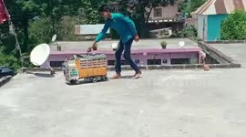 Two teenage friends assemble hyper-realistic mini-trucks out of waste in northern India's Himachal Pradesh