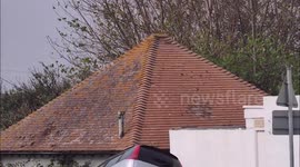 Car crashes into bushes next to public toilets in Kent, UK