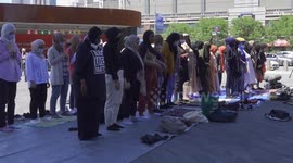Muslims gather for prayer before Black Lives Matter rally in New York City