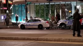 Nypd car vandalized during protest in fordham plaza