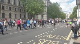 Processes chant England as thousands of thousands of right-wing protesters flock to London's Whitehall with the stated aim of protecting statues and monuments