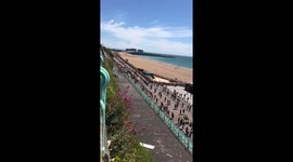 Black Lives Matter demonstration in Brighton UK -crowds gather