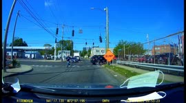 Dashcam captures moment two 'plainclothes officers' chase after man on dirt bike in Connecticut