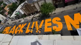 Massive Black Lives Matter mural painted on Brooklyn street