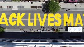 Drone footage of Black Lives Matter mural on Brooklyn street