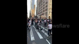 New York demonstrators head towards Trump Tower in protest ride
