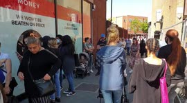 Huge queue outside Primark in London's Wood Green as shops re-open after three months