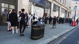 Tension builds as customers wait to go into London’s flagship Nike store