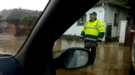 Wild river in Romania !!! Wild river has entered people's homes and flooded the roads , after heavy rains this is the result , people's homes and roads suffered.