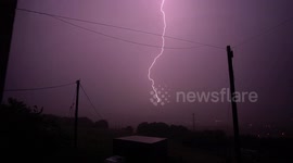 Lightning strikes a hill during Manchester storm in spectacular moment