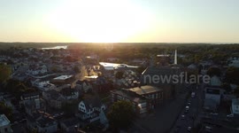 Drone Footage Gloucester Massachusetts at Sunset