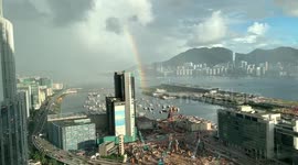 Rainbow spotted over Hong Kong's Victoria Harbour
