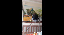 Vietnamese painters create beautiful 3D mural on the wall