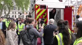 Labour leader Jeremy Corbyn joins climate change protest in London and declares climate emergency.