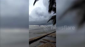 Waterspout tornado forms during storms off coast of Thailand