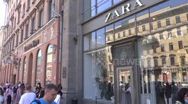 Re-opening of retailer Zara sees long lines in St. Petersburg, Russia