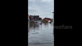 BMW stuck in flash flood in Nottinghamshire, UK